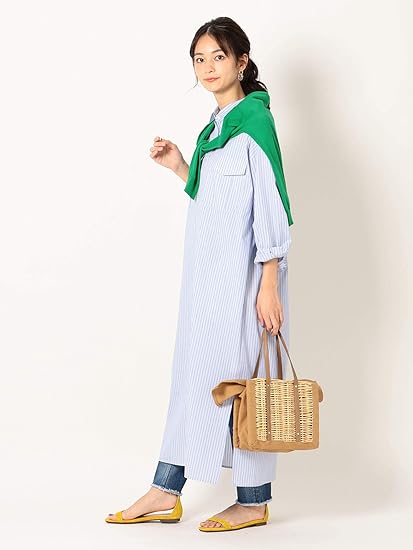 Amazon Co Jp シップス エニィ レディース ワンピース ストライプ シャツ レディース ブルー 青 服 ファッション小物