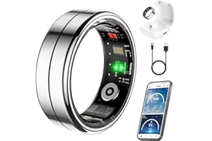 FKGZJF Fit Ring, Smart Health Rings for Women Men with Heart Rate,Blood Oxygen,HRV,Stress Level, Sleep Monitor, Step Tracker, No Subscription Fee, IP68 Waterproof Smart Ring for iphone &Android (Silver, 9#)