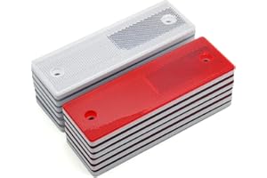 MFC PRO 6" Rectangular Stick-on/Screw Mount Reflectors (Kit 2/White+Red)