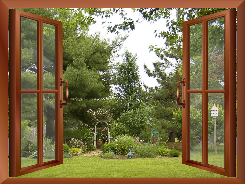 Garden/Backyard View from inside a Window Wall Mural 36"x48" eBay