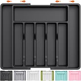 Lifewit Extra Large Silverware Drawer Organizer, Expandable Utensil Tray | BPA Free Flatware Cutlery Holder for Kitchen, Adju