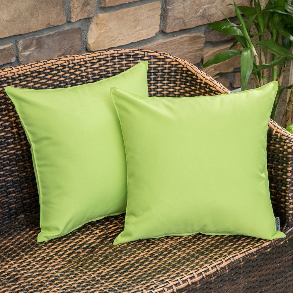 MIULEE Pack of 2 Outdoor Waterproof Throw Pillow Cover Home Décor Pillow Case Decorating Cushion Covers Protectors for Tent Park Bed Sofa Chair Couch Bedroom 40x40cm 16x16inch Green