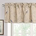 H.VERSAILTEX Blackout Curtain Valances for Kitchen Window/Living Room/Bathroom Privacy Added Rod Pocket Home Decoration Winow Valance, 52" W x 18" L, Birds in Taupe