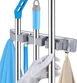 Vicloon Broom Holder 3 Slots 4 Hooks Wall Mounted Organizer Heavy Duty view 1