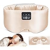 MUSICOZY 3D Silk Bluetooth Sleep Mask Headphones, Mulberry Silk Eye Mask with Ultra-Thin Wireless Speakers, Bluetooth 5.4 Sleeping Headphones for Side Sleepers, Music Sleep Mask Gifts for Men Women