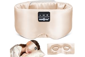 MUSICOZY 3D Silk Bluetooth Sleep Mask Headphones, Mulberry Silk Eye Mask with Ultra-Thin Wireless Speakers, Bluetooth 5.4 Sle