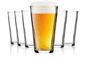 HUIRUMM Drinking Glasses 22 oz, Beer Pint Glasses Set of 6. Large Beer Pint Glass Capacity, Highball Glasses Water Glasses Gl