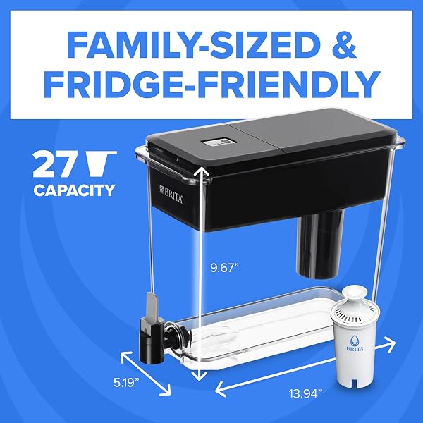 BRITA ULTRAMAX LARGE WATER DISPENSER WITH STANDARD FILTER, BPA-FREE, REPLACES 1,800 PLASTIC WATER BOTTLES A YEAR, LASTS TWO MONTHS OR 40 GALLONS, INCLUDES 1 FILTER, KITCHEN ACCESSORIES, LARGE – 27-CUP