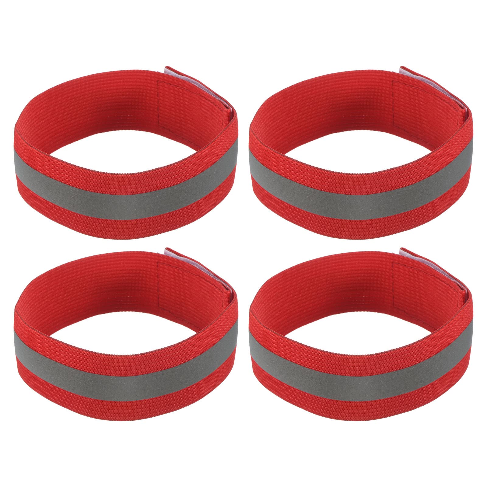 M METERXITY 4 Pack Reflective Bands - Safety Reflector Tape Strip, High Visibility Wide Lightweight Gear, Apply to Running Night Walking(14x1.5 Inch, Red)