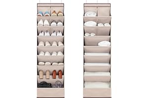 STORAGEIDEAS 2 Pack Shoe Organizer with 6 Extra Large Pockets and 4 Large Pocket, Over the Door Sturdy Closet Storage Rack, Hanging Shoe Organizer for Shoes, Sneakers, Beige
