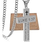 SKQIR Cross Necklace for Men with Bible Verse, Christian Religious Scripture First Communion Cross Chain Pendant for Boys Jewelry Easter Basket Essentials Stuffers Graduation Gifts