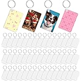 libfrnt 150 PCS Sublimation Keychain Blanks Sublimation Acrylic Keychain Bulk Including 50 Clear Acrylic Blanks 50 Fixing Clips 50 Key Rings for Heat Transfer DIY Key Chain Decor