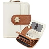 Telena Small Wallet Women RFID Blocking Bifold Card Holder Leather Wallets with Zipper Coin Pocket Beige Brown