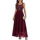 BeryLove Sequin Formal Dress for Woman A Line Lace Prom Dresses Sleeveless Cocktail Maxi Gowns