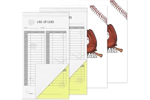 DTESL Baseball Softball Lineup Cards 30 Games, 4.53 x 7.87 Inch Lineup Sheet Games with 16 Player Roster Baseball Scorebook Coaching，4 Part Carbonless Copies,Softball Lineup Cards,Lineup Cards