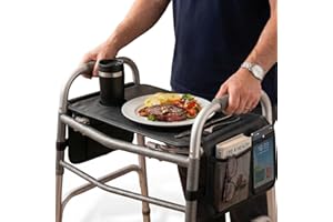 Vive Walker Tray for Folding Walker - (w/Cup Holder & Pockets) - Adult Mobility Accessories - Fits Standard Walkers - Medical