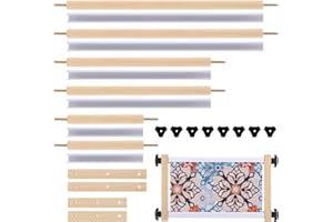 DoubleFill Cross Stitch Scroll Frame Set with Plastic Clamps Beech Hardwood Different Sizes Embroidery Frames Needlepoint Cross Stitch Holder Square Embroidery Hoop Holder for Sewing Projects