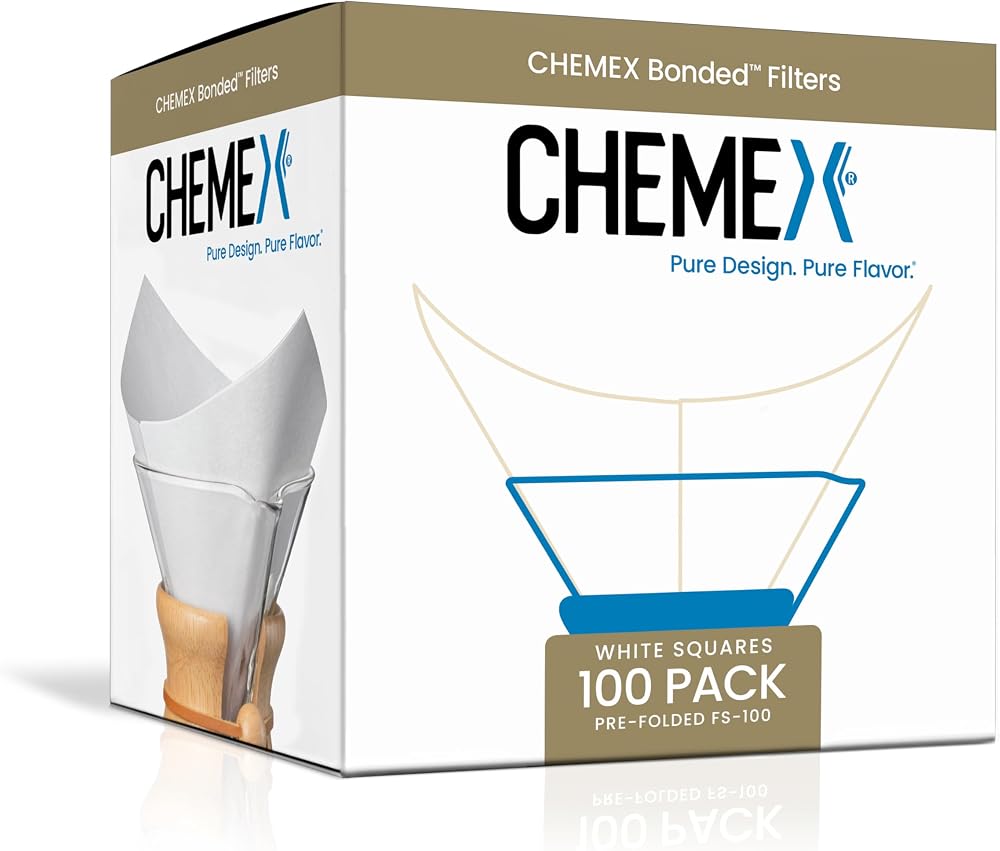 Chemex Classic Coffee Filters Squares 100 ct Exclusive Packaging