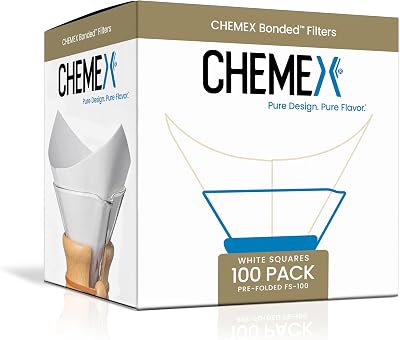 Chemex Classic Coffee Filters Squares 100 ct Exclusive Packaging