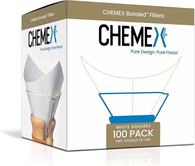 Chemex Classic Coffee Filters Squares 100 ct Exclusive Packaging