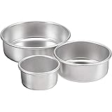 AmazonCommercial Aluminum Round Cake Pans, 3-Piece Set, Includes Pan Sizes in 8, 6, and 4 Inches