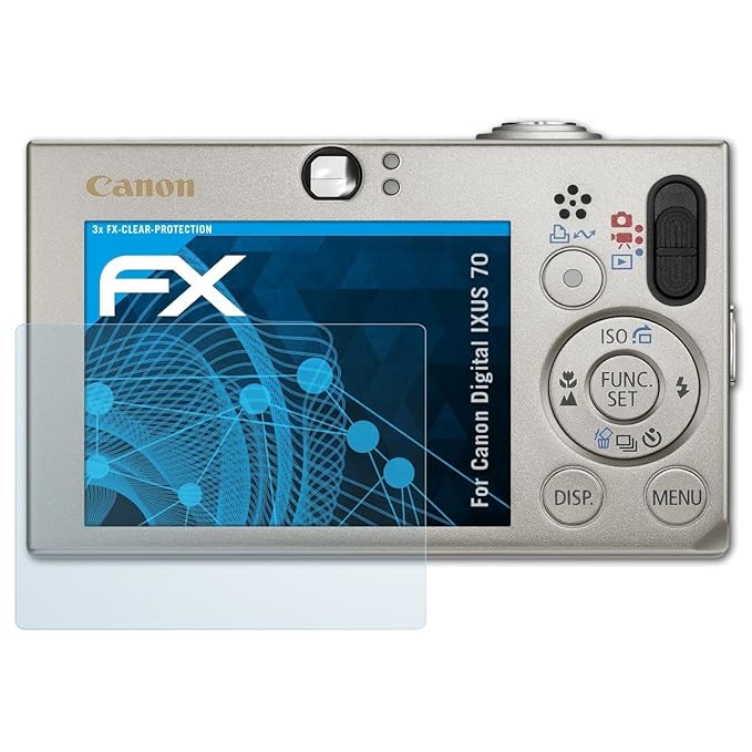 atFoliX Schutzfolie kompatibel mit Canon Digital IXUS 70 Folie, ultraklare FX Displayschutzfolie (3X)
