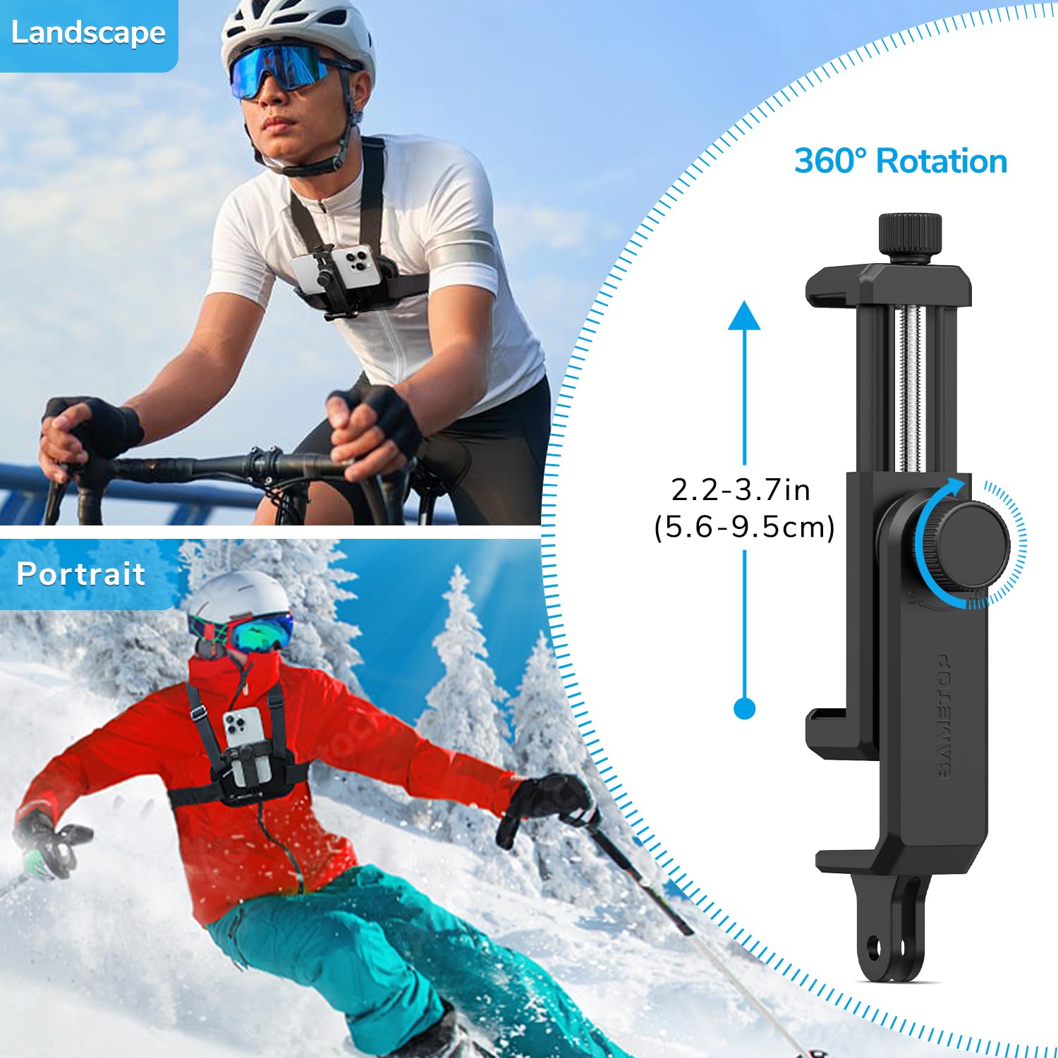 Phone Chest Mount Harness Holder Mobile Phone Strap Clip Compatible with iPhone Samsung GoPro 13/12/11/10/9/8 DJI Osmo and Most Cell Phones Action Cameras POV/VLOG