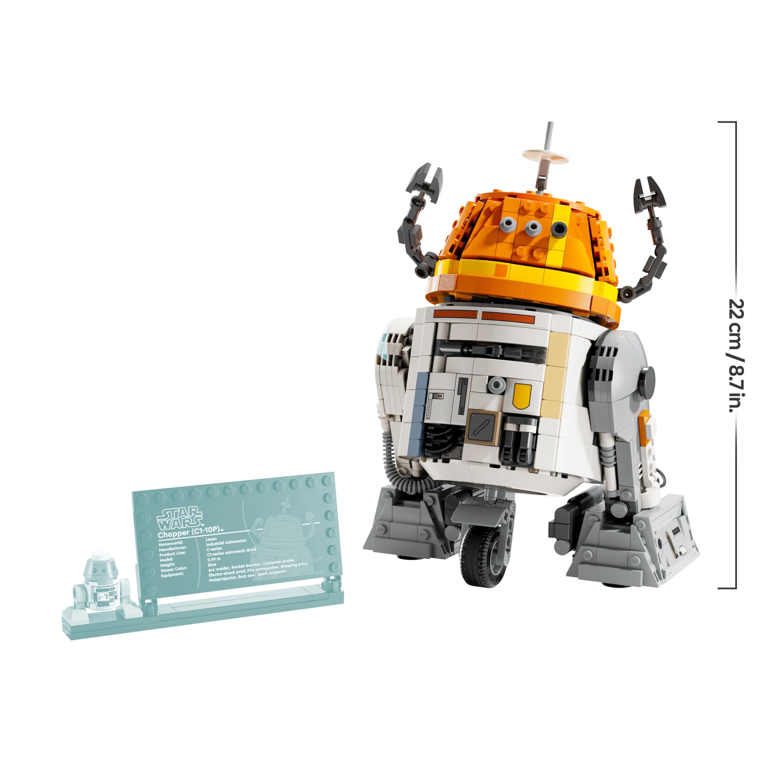 LEGO Star Wars 75416 Ahsoka Astromech-Droide Chopper (C1-10P) Figur - Spielzeug mit beweglichem Kopf, abnehmbaren Armen und Mittelrad - Geschenk für Ahsoka-Fans, Jungen und Mädchen ab 10 Jahren 8