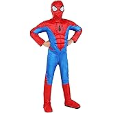 MARVEL Boys Deluxe Spider Man Costume, Kids Spiderman Superhero Halloween Costume for Child - Officially Licensed