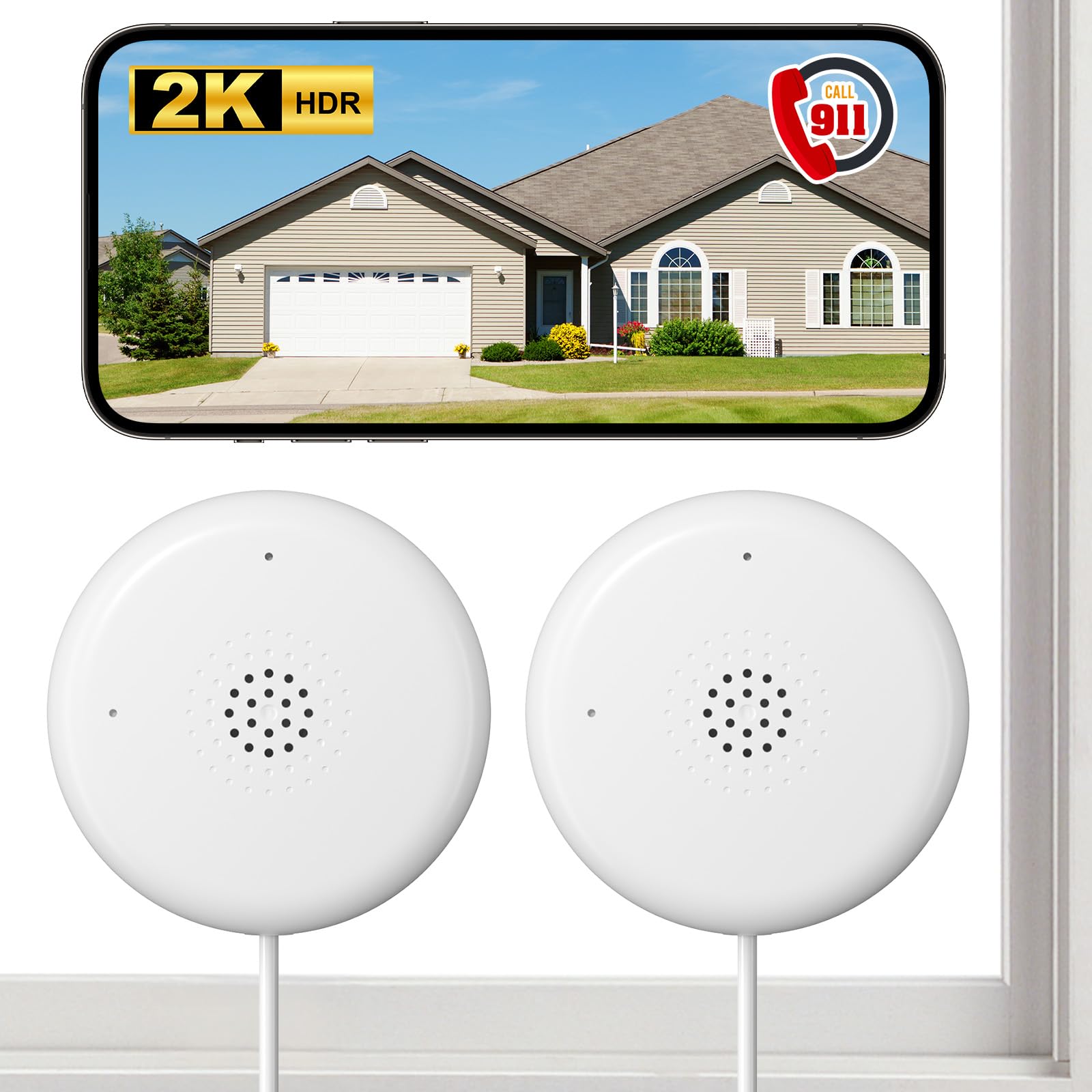 Photo 1 of (factory sealed)(see all images) 2K No Drill Window Camera-2 Pack Indoor 2.4/5 Ghz Cameras for Home Security with Starlight Night Vision, AI Smart Detection, 911 Emergency Dispatch,US Based Cloud,2 Way Talk,24/7 Recording