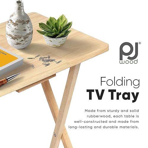 Dinner Tray Solid Wood Tv Tray Set PJ Wood 5-Pack TV Tray, Folding