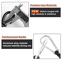 Bungee Cords with Carabiner Hooks, 12 Inch Small