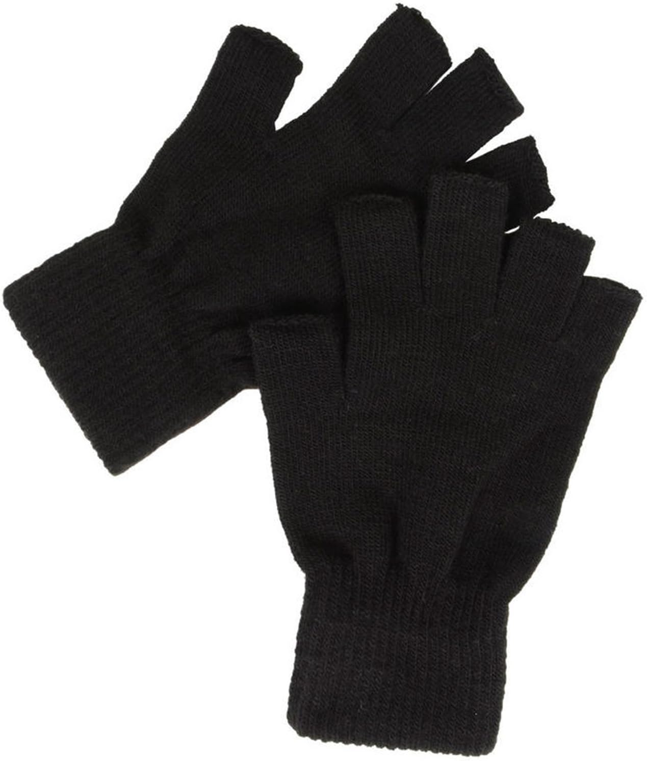 Fingerless Gloves 1 Pair Mens Thermal Black