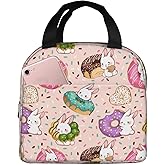 Rabbit Donut lunch box lunch bag Portable Insulated Lunch Box for Women Men Cooler Tote Bag with Front Pocket for Work Picnic Travel