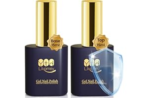 YTD Likomey Gel Nail Polish Base and Top Coat Set,2 Pcs 15ml Shine Gloss Nail Gel No Wipe Top Coat and Base Coat Kit