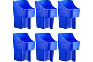 Baderke 6 Pcs Plastic Feed Scoop Enclosed Feed Scoop with Measure Marks Heavy Duty Durable Stackable for Horse Goat Ranchers Livestock Homesteaders Feeding Supplies(Blue)