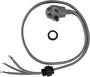 Certified Appliance Accessories Quick Connect 30-Amp Appliance Power Cord, 3 Prong Dryer Cord, 3 Wires with Eyelet Connectors, 4 Feet, Copper Wire