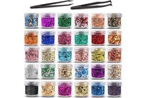 Wujzkisster 30 Bottles Of Gold-Plated Sheet Sleeves, Gold-Plated Sheets, Gold Foil Sheets, Sheet Resin, Nail Art, Painting, J