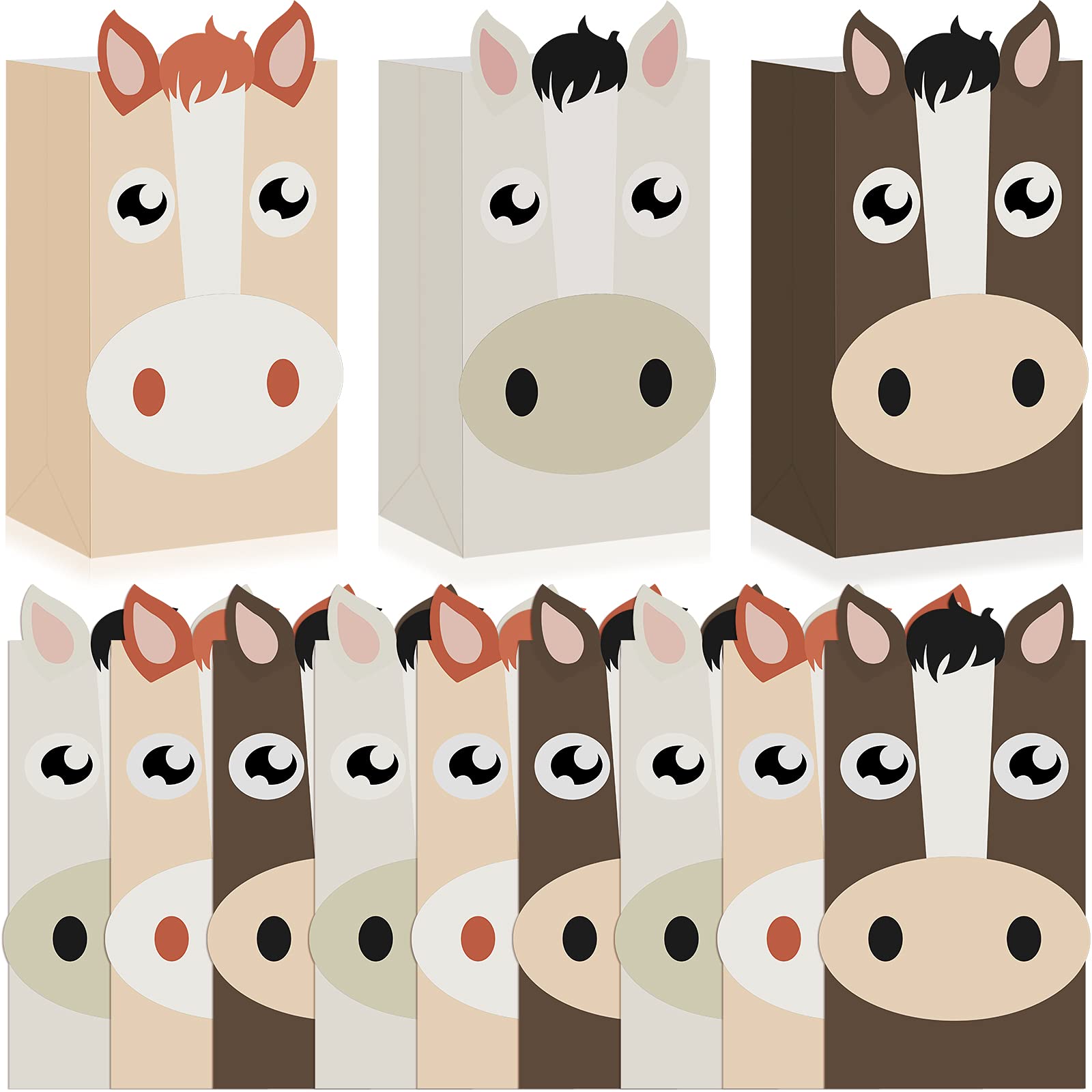 24 Pieces Horse Party Bags Horse Treat Favor Bags Horse Goody Treat Bags Horse Party Favor Candy Bags for Western Cowboy, Cowgirl and Horse Party Farm Party Supplies