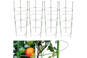 ANOTHERA 4 Pack Adjustable Tomato Cages, 36 Inch Plant Support Garden Trellis for Tomatoes, Cucumbers, Vegetables, Flowers, Roses & Climbing Vines – 4 Adjustable Rings for Sturdy Growth