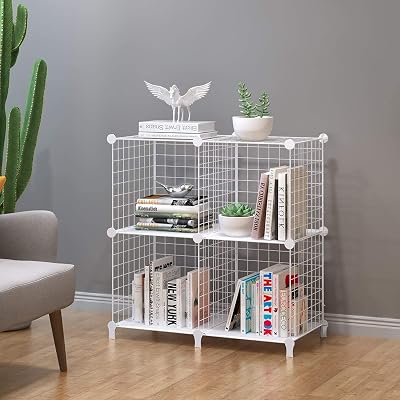 HOMIDEC 4 Cube Wire Storage Shelves Wardrobe Cabinet Bookcase