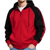 MANTORS Mens Fleece Jackets Contrast Hoodies Lightweight Sweatshirt Color Block Jacket Coats