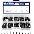 NINDEJIN M2 Button Head Socket Cap Bolts Screws, Metric M2 x 3/4/5/6/8/10/12/16/20mm Screws Bolts Nuts Assortment Kit, 452Pcs Allen Hex Drive, Black Oxide, 10.9 Carbon Steel, Fully Threaded