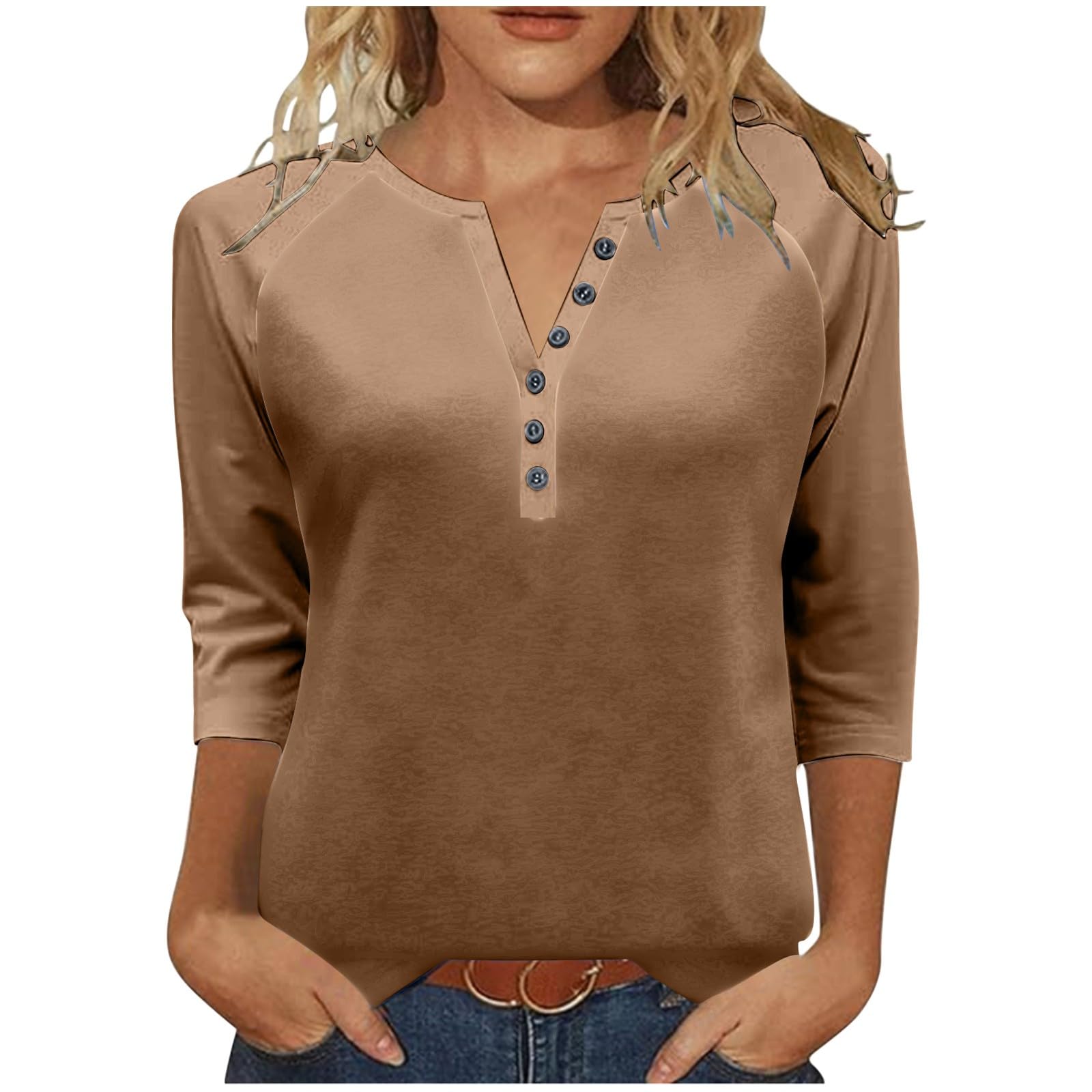 Fall Tops for Women 2025 Casual Button Down Henley