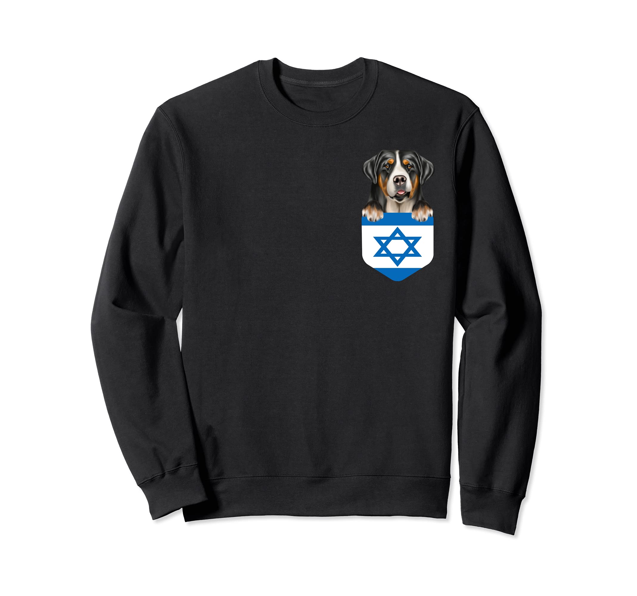 Israel Flag Greater Swiss Mountain Dog Dog In Pocket Sweatshirt
