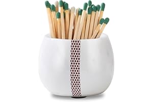 CM CHIC MONDAY Matches Holder, Natural Marble Match Holder with Striker - Matches Box Modern Home Decor Gifts - Matches Decorative Holder(White & Grey, MATCHES NOT INCLUDED)