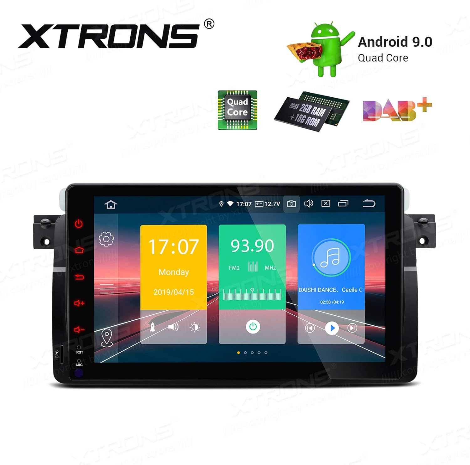 XTRONS Android 9.0 Car Stereo Radio GPS Navigation 9 Inch Touch Screen Slim Design in-Dash Head Unit Supports Plug and Play WiFi Bluetooth 5.0 Backup Camera DVR OBD2 TPMS for BMW E46 M3 Rover75 MG ZT