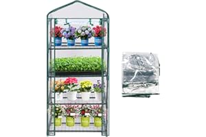 PURLYU 4-Tier Greenhouse Replacement Cover Clear PVC Greenhouse Replacement Cover with Roll-Up Zipper Door - 27" L x 19" W x 61" H (Cover Only) PLGH704PVCC