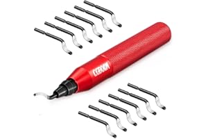 CGBOOM Deburring Tool with 12 Extra HSS(Steel) Blades and 1 Aluminum Handle- Works on Metal,Plastic,Resin,3D Printer, PVC and Copper Pipes,Hole Deburrer,Burr Remover,Portable Reamer Tool