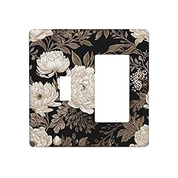 Outlet Covers Black Gold Flowers Leaves Botanical